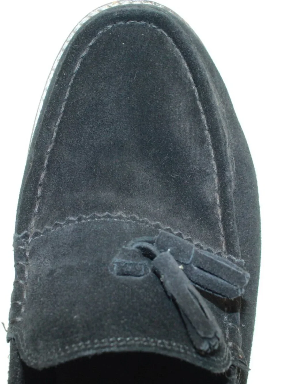 ASOS  Size 11 Black Suede Tassel Slip On Block Heel Moc Toe Classic Loafers